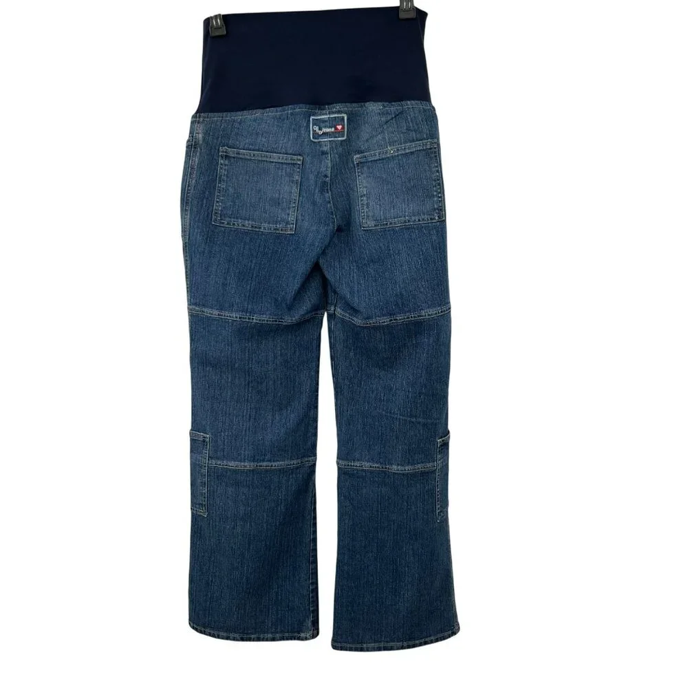 Vintage Ramilee Maternity Cargo Jeans Size 3 M/L 10/12? Stretch Denim Blue Used - Picture 2 of 16
